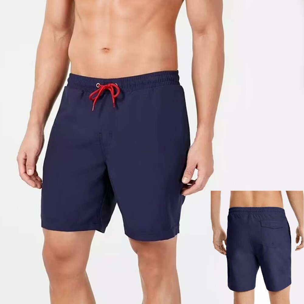 Club Room Men's Navy Blue Quick-Dry Performance 7" Swim Shorts - Size Medium NWT